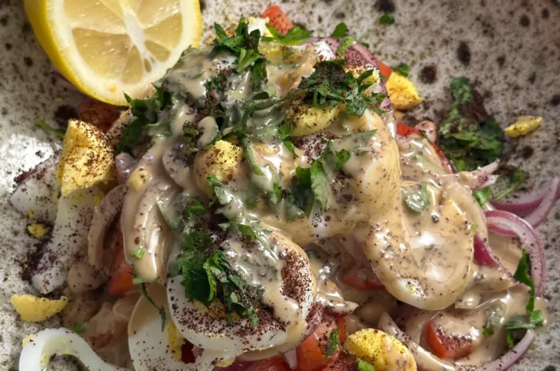 Piyaz Recipe (Turkish White Bean Salad with Tahini Dressing)